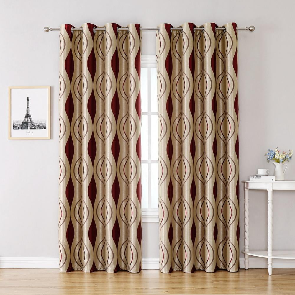 Euopean Style Double Printed Floral Bedroom Blockout Curtains Eyelet blackout 