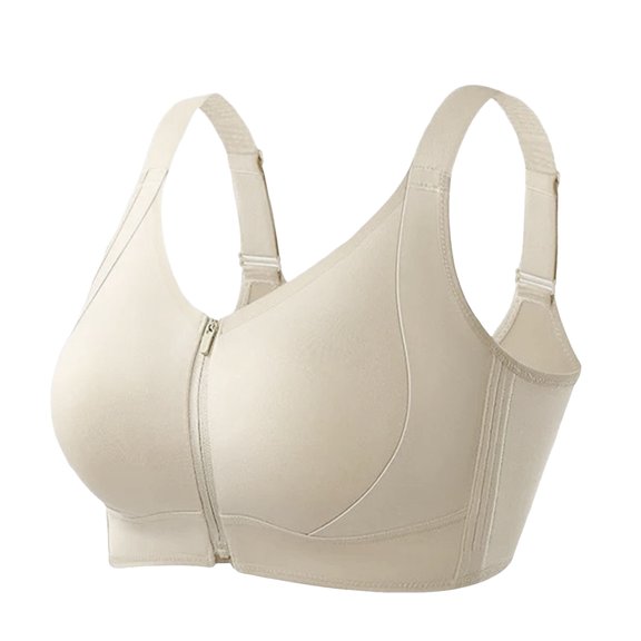 Women's Comfortable Front Closure Zip Up Bra For Everyday Wear Relaxing Home Leisure Activities Seamless Support Soft Stretchy Platform Sports Bra Front Zipper for Women High Support, XXXL, White