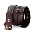 thumbnail image 5 of Classic Western Flower Design Leather Snap On Belt Mens Womens-NO BUCKLE, 5 of 13
