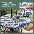 thumbnail image 5 of Round Outdoor Tablecloth with Umbrella Hole and Zipper, Navy Blue Palm Tree Tablecloth with Elastic Waterproof, Coastal Trees Summer Tropical Botanical Patio Table Covers for 31" - 35" Pool Tables, 5 of 9