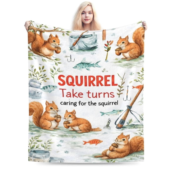 Squirrel Lover Blanket Gift Throw Blanket Cute Squirrel Pattern Blanket Cozy Soft Home Decor Gift for Woodland Animal Lovers 50x40