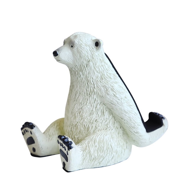 Soporte para teléfono con forma de oso polar, muebles artesanales de resina