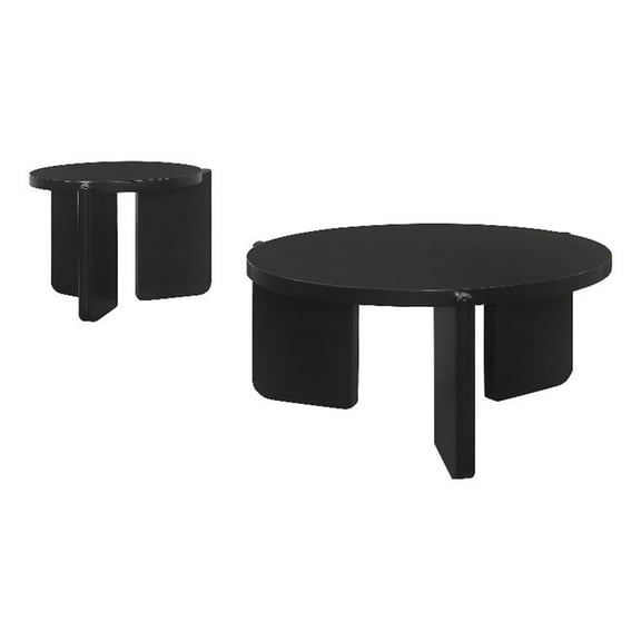 Cordova 2-piece Solid Wood Coffee and End Table Set Black