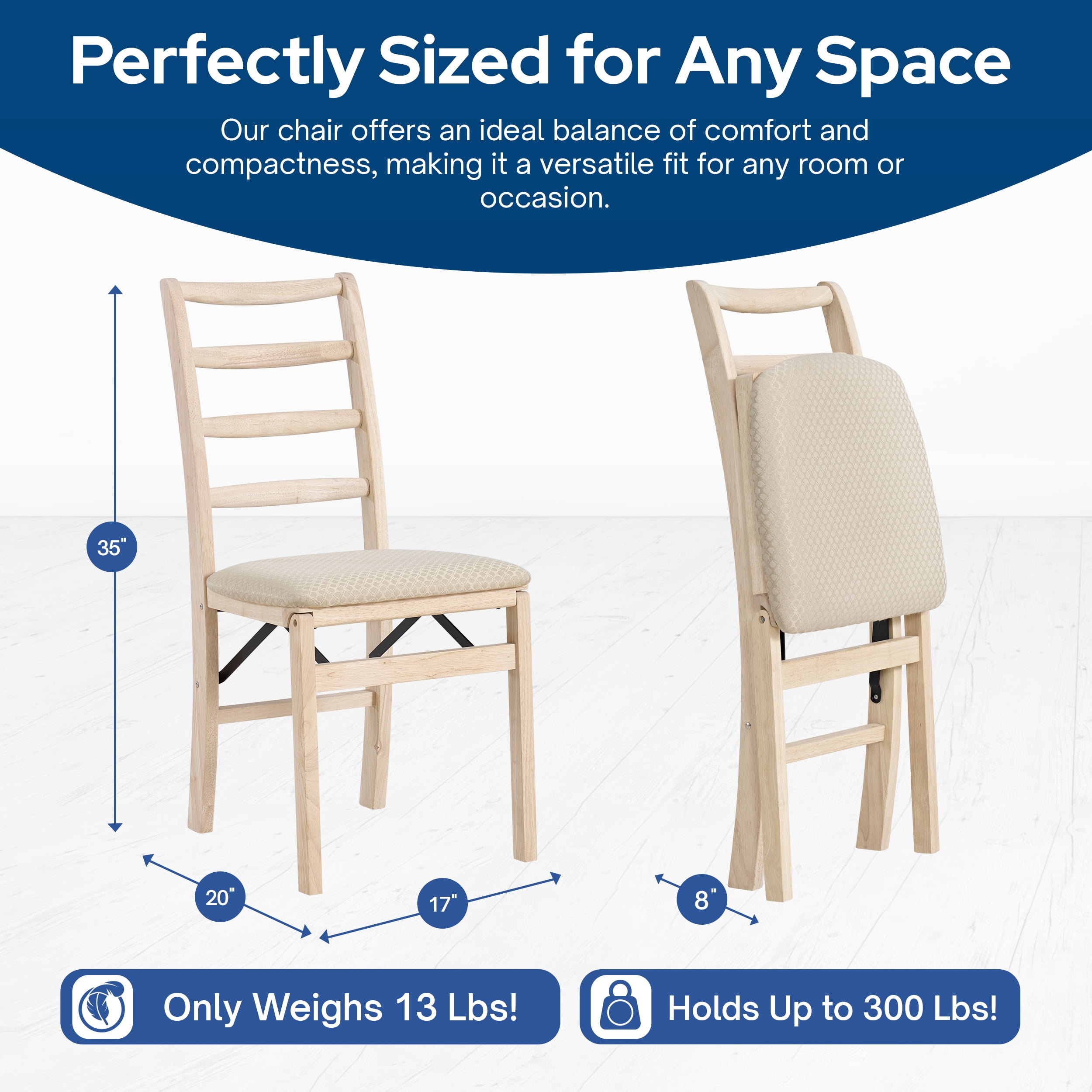 Stakmore Unfinished Shaker Ladder Back Folding Chair (Set of 2)