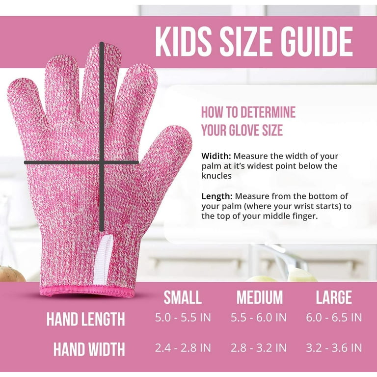 Kids Cut Resistant Gloves (Ages 4-8) - Maximum Kids Cooking Protection.  Safe Hands from Real Kitchen Knives and Tools. Perfect for Oyster Shucking  and Whittling. 