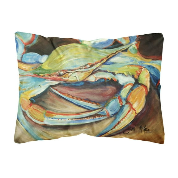 Carolines Treasures JMK1096PW1216 Blue Crab Canvas Fabric Decorative Pillow  12H x16W multicolor