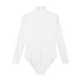thumbnail image 6 of Alvivi Women's Solid Gymnastic Leotard Long Sleeve Bodysuit Tops for Exercise Acrobatics Dance White M, 6 of 7