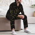 thumbnail image 7 of Fotbe Golden Spider Web Pattern Long Sleeve Pajama Set for Men,Sleepwear Set,2-piece Loungewear Set,Soft PJs Comfy Nightwear with Pockets-X-Large, 7 of 7