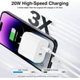 thumbnail image 6 of iPhone 16 Fast Charger Block,2in1 Dual Port USB C Power Delivery Charger Fast Chargers Wall Type C Chargers Plug Adapter Compatible iPhone 16/16 Plus/16 Pro/15 Pro Max/iPhone 14/13/12 Pro Max/11,iPad, 6 of 7