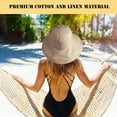 thumbnail image 5 of 2Pack Cotton Women Sun Hats, Wide Brim Sun Hats with Metal Wired Edge, Women's Bucket Hat Summer Beach Cap, 5 of 7