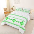 thumbnail image 3 of Castle Fairy Hippie Aztec Border Queen Comforter Set 3 Pieces,Tribal Geometric Strip Comforter Sets Queen,White Bright Green,Reversible,1 Comforter and 2 Pillowcases, 3 of 6