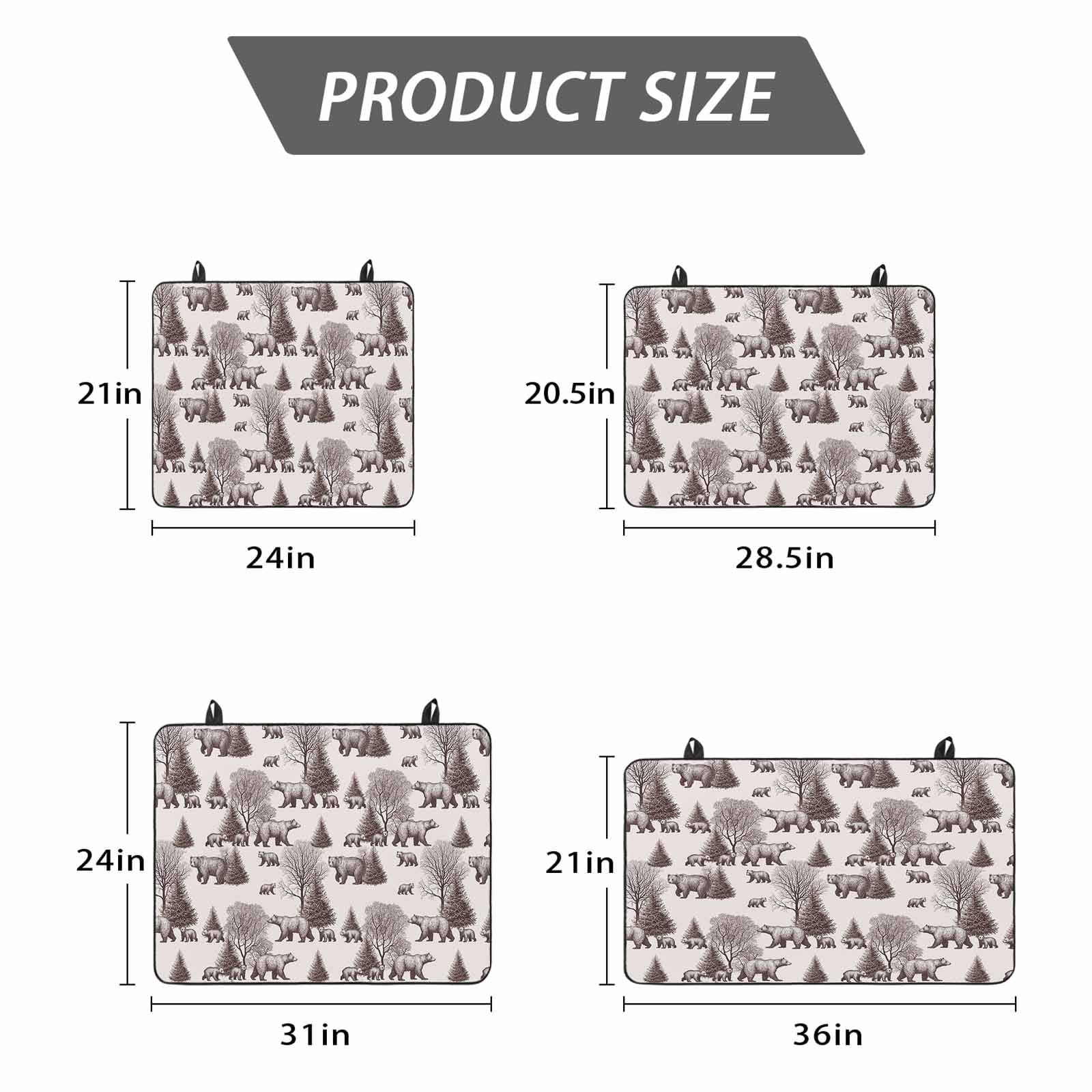 Brown Bear Stove Top Cover for Electric Stove, Heat-proof & Non Slip Glass Top Stove Cover Protector, Hunting Bear Forest Wildlife Animals Vintage Kitchen Flat Cooktop Rubber Mat 24x21 Inches