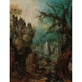 thumbnail image 2 of Roelant Savery 19x24 Black Ornate Framed Double Matted Museum Art Print Titled: A Mountainous River Landscape with a Peasant Leading Two Donkeys, a Village Beyond, 2 of 5