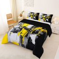 thumbnail image 2 of Homewish Yellow Aesthetic Patchwork Full Size Comforter Sets,Geometric Abstract Bedding Comforter Set,Black Reversible,3pcs,1 Comforter and 2 Pillowcases, 2 of 7