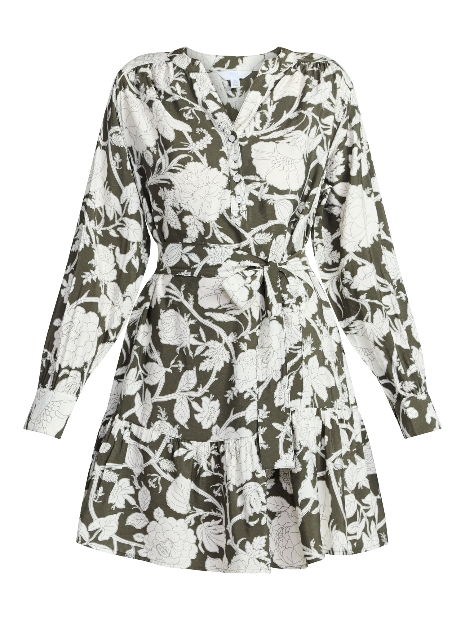 Time and Tru Women's Mini Shirtdress with Long Sleeves, Sizes XS-XXXL