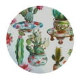 thumbnail image 2 of Nawypu  Green Cactus Table Cloth Tropical Potted Plants Flowers Succulents Cartoon Art Round Tablecloth for Dining Room, Party, Banquet, 2 of 7