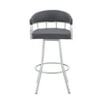 thumbnail image 2 of Armen Living Palmdale 30" Swivel Slate Grey Faux Leather and Silver Metal Bar Stool, 2 of 3