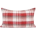 thumbnail image 1 of ZECATL Housse de Coussin Décorative en Coton Lin à Carreaux Rayé pour Canapé Intérieur Rouge 12x20 Pouces 30x50cm, 1 of 5