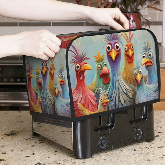 1pc, Sunflower Rooster Bread Maker Cover, Chick Print Small Kitchen Appliance Bread Maker Dust Cover Microwave Bread Maker Cover, Suitable for 2 Slices Models