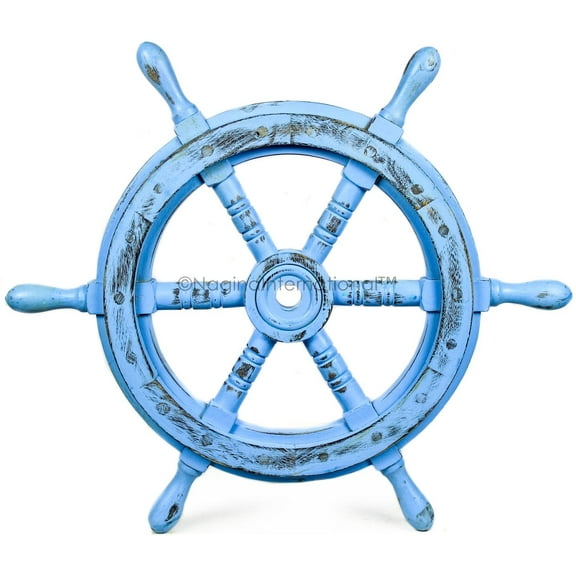 Ship Wheel - Gola Pendi - (30 Inches, Antique Sky Blue)