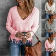 thumbnail image 2 of Utoimkio Cable Knit V Neck Fall Sweater Women's Soft Pullover Sweaters for Women, 2 of 9