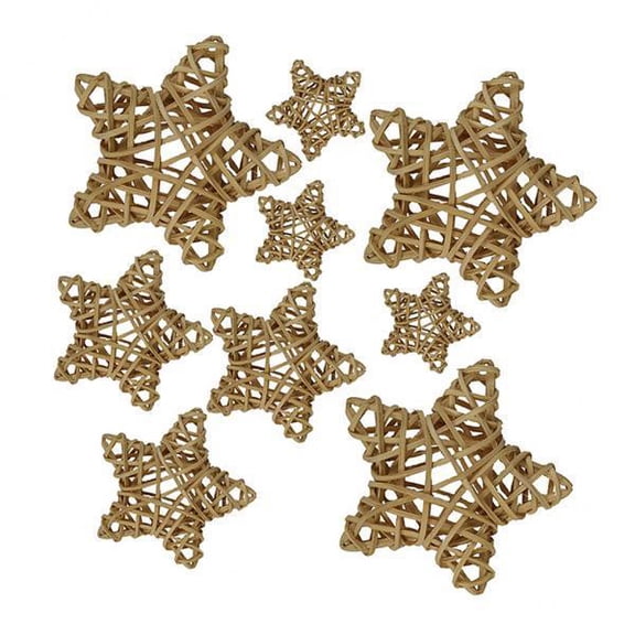 2x 9 Pieces 60mm 80mm 100mm Star Shaped Wicker Rattan Balls, Orbs Vase Fillers crafts, Wedding Table Decoration, Themed Party, Baby Shower