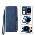 thumbnail image 4 of Wallet Case for iPhone 17 Pro Max Flip Phone Case with Card Slots, Cash Pocket, Kickstand, Magnetic Closure & Wrist Strap, TPU Soft Shell Cover Blue, 4 of 6
