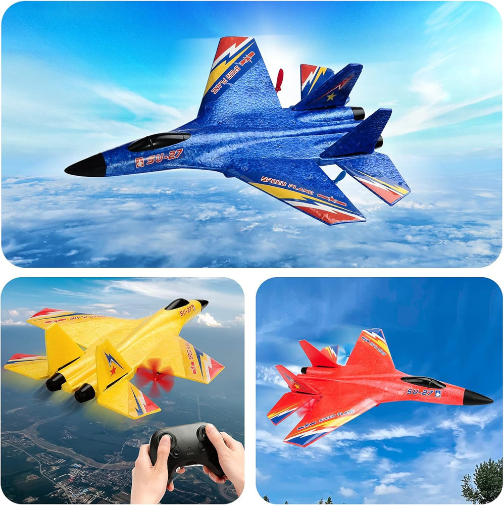 SU27 RC Plane Glider Airplanes 2.4G 2CH Remote Control Aircraft Fighter Blue for Adult/Kids/Beginner