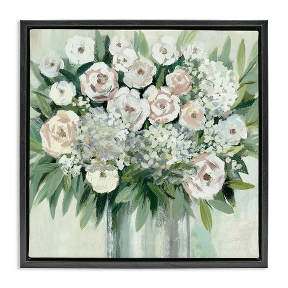 Stupell Industries Charming Brushed Roses Plants & Flowers Painting Black Floater Framed Canvas Art Print Wall Art, 18 x 18