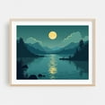 thumbnail image 2 of Luminous Night: A Serene Lake Reflects the Golden Moonlight Amidst Majestic Mountains and Whispering Pines - Illustration Night Sky Moon Lake Scenic Nature Unframed Wall Art Print 24 x 32 inches, 2 of 4
