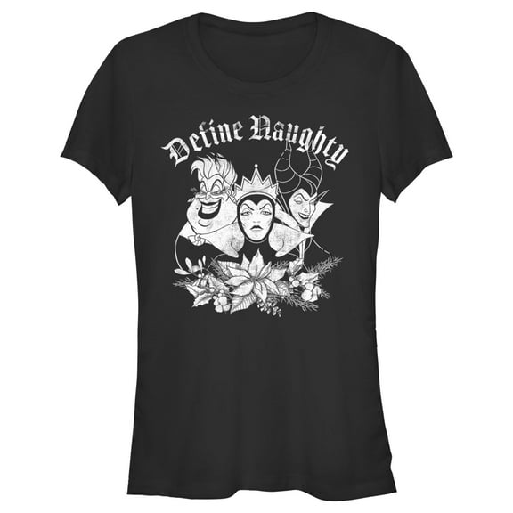 Junior's Disney Villains Define Naughty  Graphic Tee Black Medium