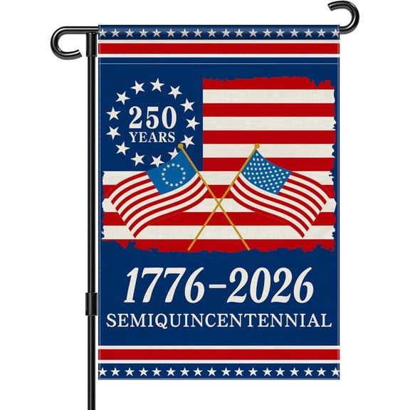 America 250th Anniversary Garden Flag, 1776-2026 USA 250 Years Banner 4th of July Patriotic Yard Sign Double-Sided Waterproof Flag 12x18 Inch