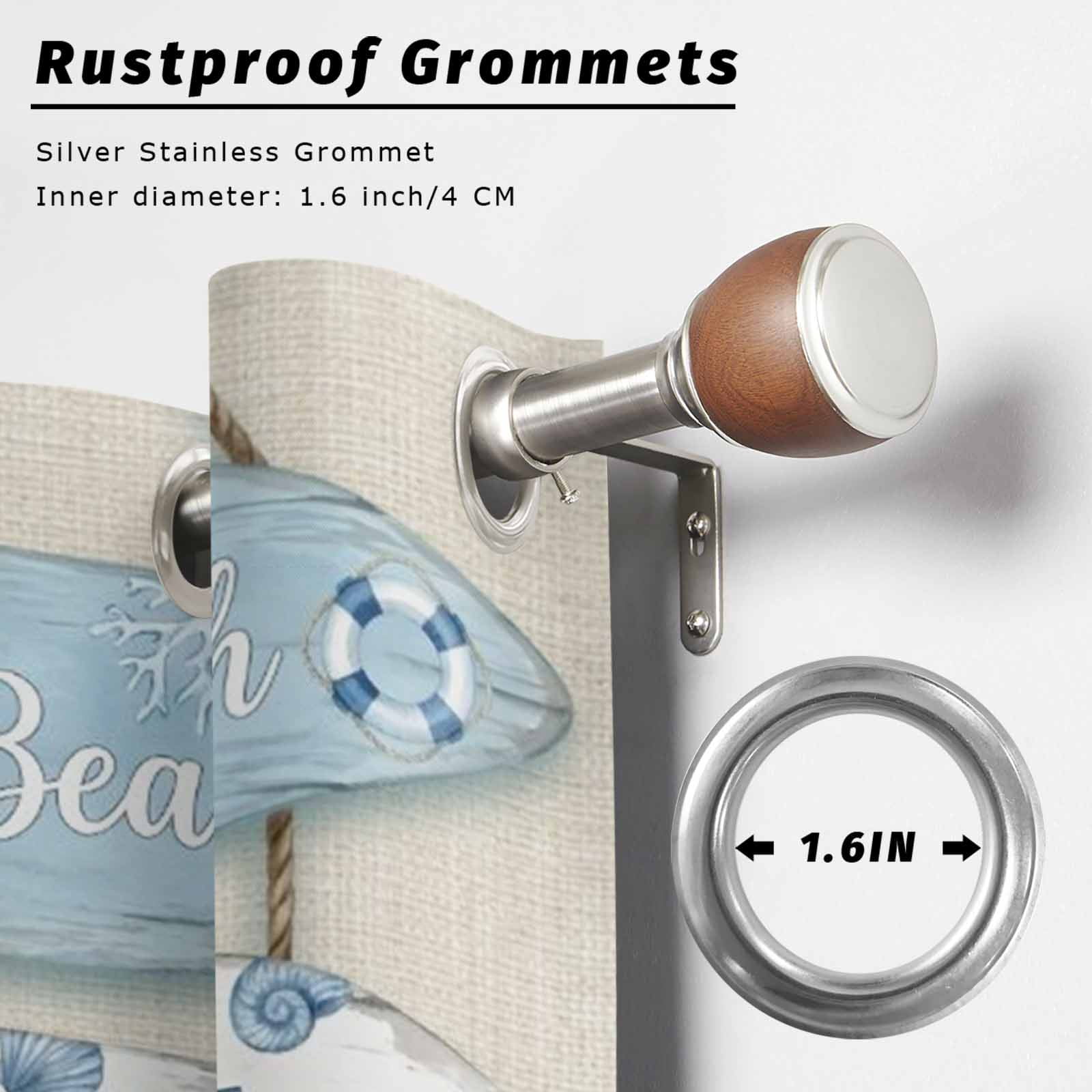 The Beach Is My Happy Place Outdoor Curtains for Patio, Summer Ocean Blue Starfish Shell Seahorse Linen Sunshade Privacy Drapes Grommet Waterproof Outside Curtains for Porch Balcony 54"x108", 1 Panel