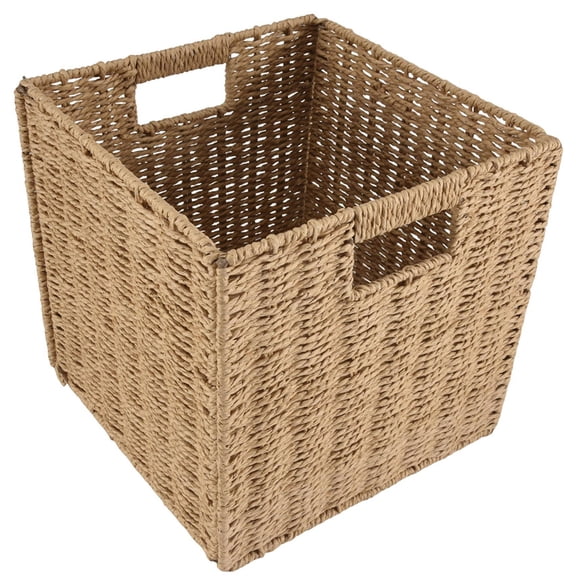 Woven Seagrass Farmhouse Kitchen Storage Organizer Basket Bin with Handles for Cabinets,Pantry,Bathroom,Laundry Room