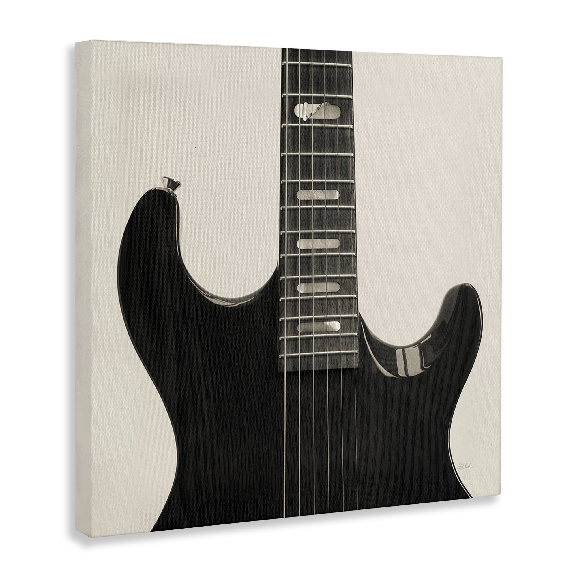 Stupell Industries Black Electric Guitar Entertainment Photography Wrapped Canvas Art Print Wall Art, 17 x 17