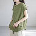 thumbnail image 5 of Bovxnpu Summer Short Sleeve T Shirts Pullover Top Undershirt Crew Neck Back Cutout Casual T Shirt Soft Trendy Summer Tops (Women's or Women's Plus), 5 of 6