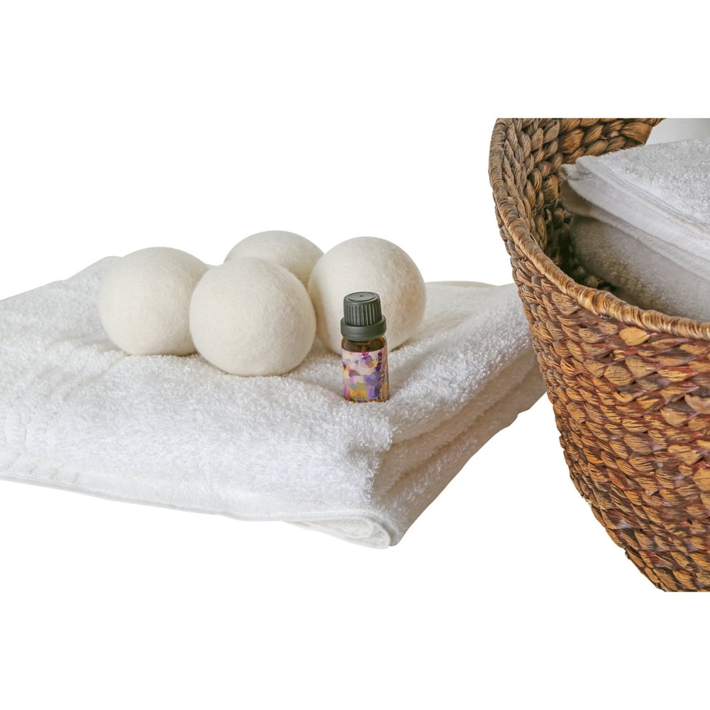 Woolite 4 Pack Wool Dryer Balls and Fresh Linen Essential Oil Kit