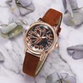 thumbnail image 2 of Reloj con correa de PU para mujer Reloj de pulsera con esfera de espejo con patrón de mariposa de cuarzo de aleación (marrón), 2 of 2