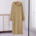 thumbnail image 2 of Women's Hooded Fleece Bathrobe Long Sleeve Cable Knit Textured Robe with Pockets Cozy Homewear for Fall Winter, 2 of 8