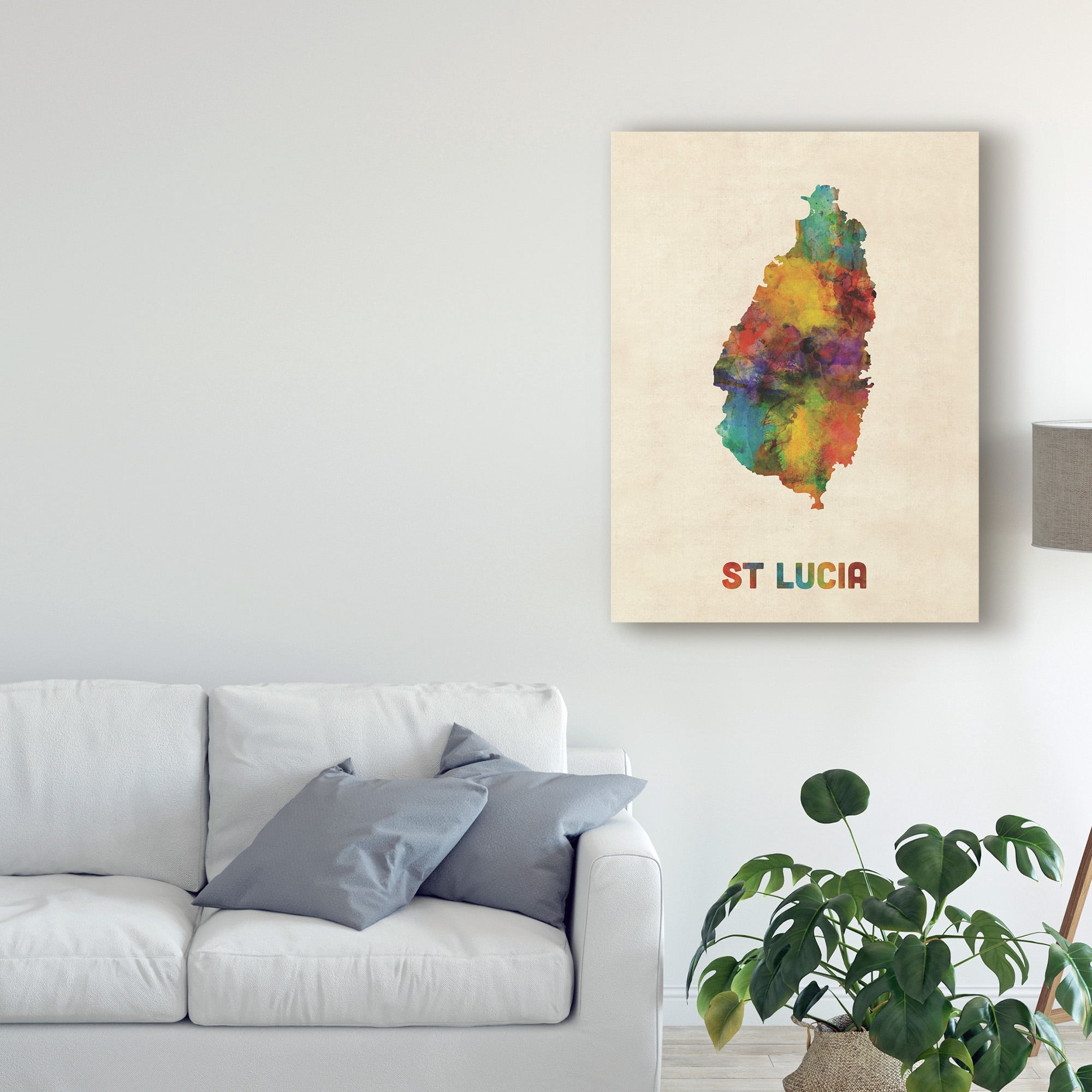 Trademark Fine Art 'St Lucia Watercolor Map' Canvas Art by Michael Tompsett