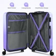 thumbnail image 6 of 3 Piece Luggage Sets 20"/24"/28" ABS+PC Lightweight Hardshell Suitcase with Spinner Wheels and TSA Lock,Purple, 6 of 10