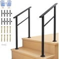 thumbnail image 1 of 2-Step Interior/Exterior Handrail Kit Adjustable Black Aluminum and Iron Safety Railing for Porch Steps Easy Assembly Includes All Hardware and Gloves 2-Pack, 1 of 9