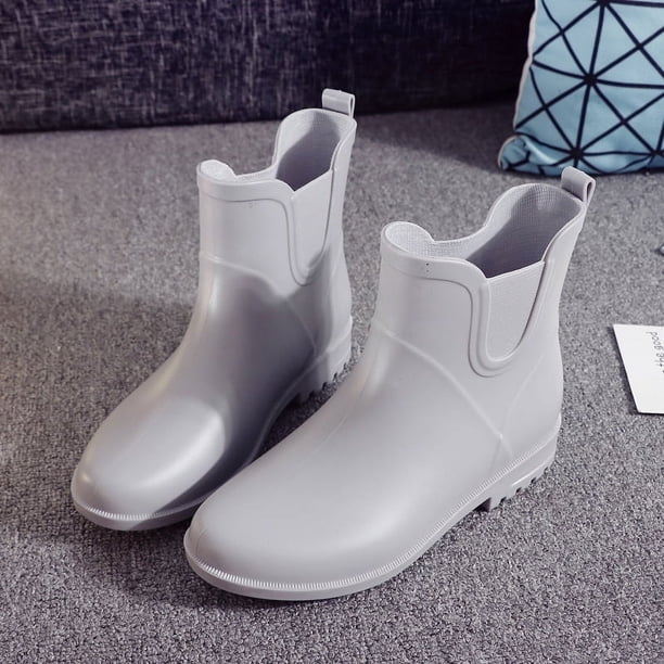Botas de lluvia elegantes de moda de media caña, botas de lluvia cálidas de algodón para mujer, botas de lluvia para mujer, zapatos para agua, cubrezapatos