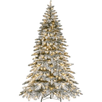 Alden Design 9 Ft Pre-lit Flocked Christmas Tree with Warm Lights