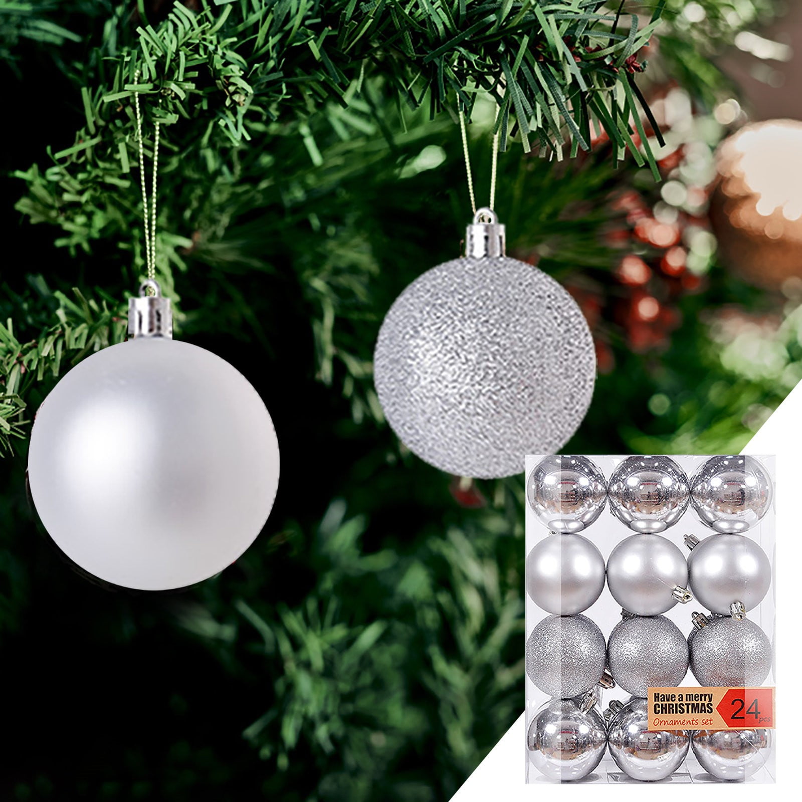 Christmas Tree Ornaments Ornaments Ball 24PC Christmas Decorations ...