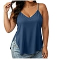 thumbnail image 1 of Timegard Camisole Tops for Women Plus Size V Neck Tanks Adjustable Spaghetti Strap Side Split Fitting Sleeveless Tunic Tops, 1 of 7