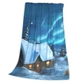 thumbnail image 3 of Bingfone Mountain Cottage In Snow Print Flannel Fleece Blanket Throw Blanket For Bed,Sofa,Couch,Travel,Camping(50"X40"), 3 of 9