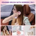 thumbnail image 3 of Foldable Mirror Brush Mini Portable Travel Cordless Negative Ionic Hair Straightener Brush and Curler 2 in 1 - Hot Comb Pink, 3 of 9