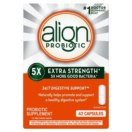(EXP:11/2027)Align Probiotic Extra Strength  5X More Good Bacteria for Digestive Health  42 Capsules