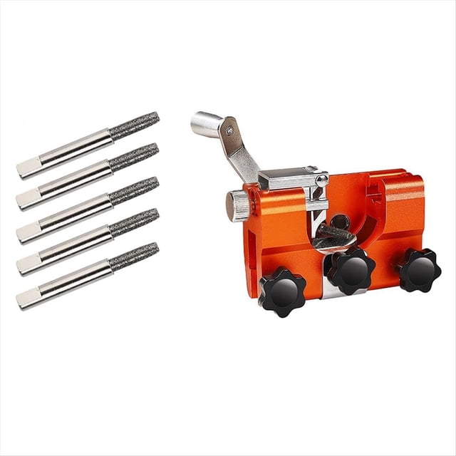 Plantilla para Afilador de Motosierra, Kit Afilado Cadena Motosierra PortáTil con 5 Varillas Afilar Sierras y EléCtricas